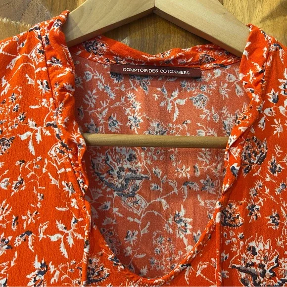Comptoir Des Cotonniers Orange Red Sundress Size S - Picture 8 of 11